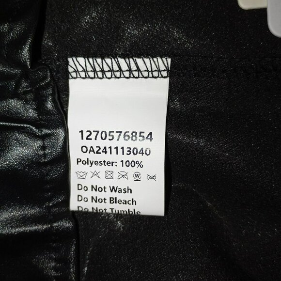 Black Layered Ruffle Mini Skirt M Polyester Womens Fashion Synthetic Leather - Picture 2 of 8